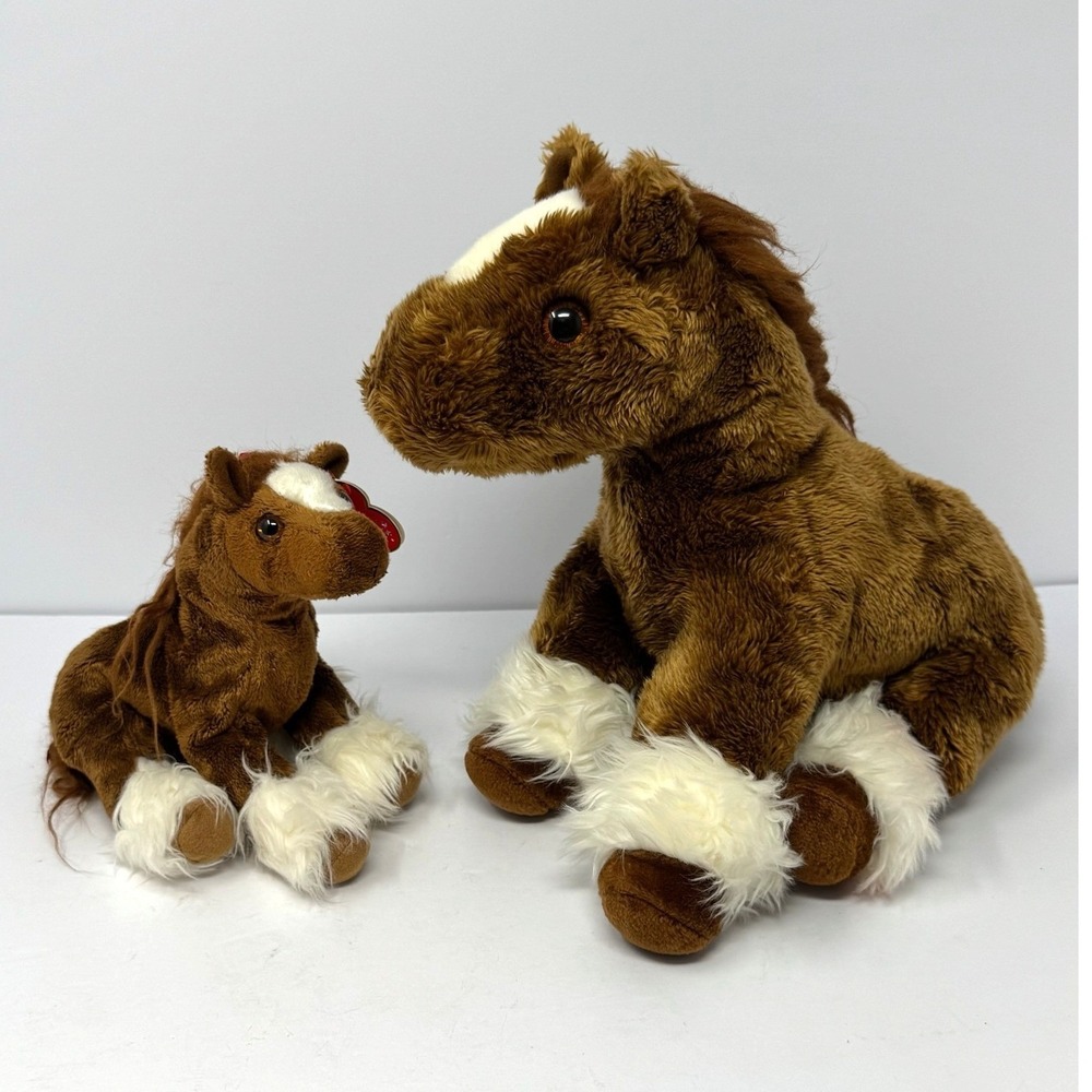 Ty Beanie Babies and Buddies Hoofer the Horse Brown Plush Set 2001 2002